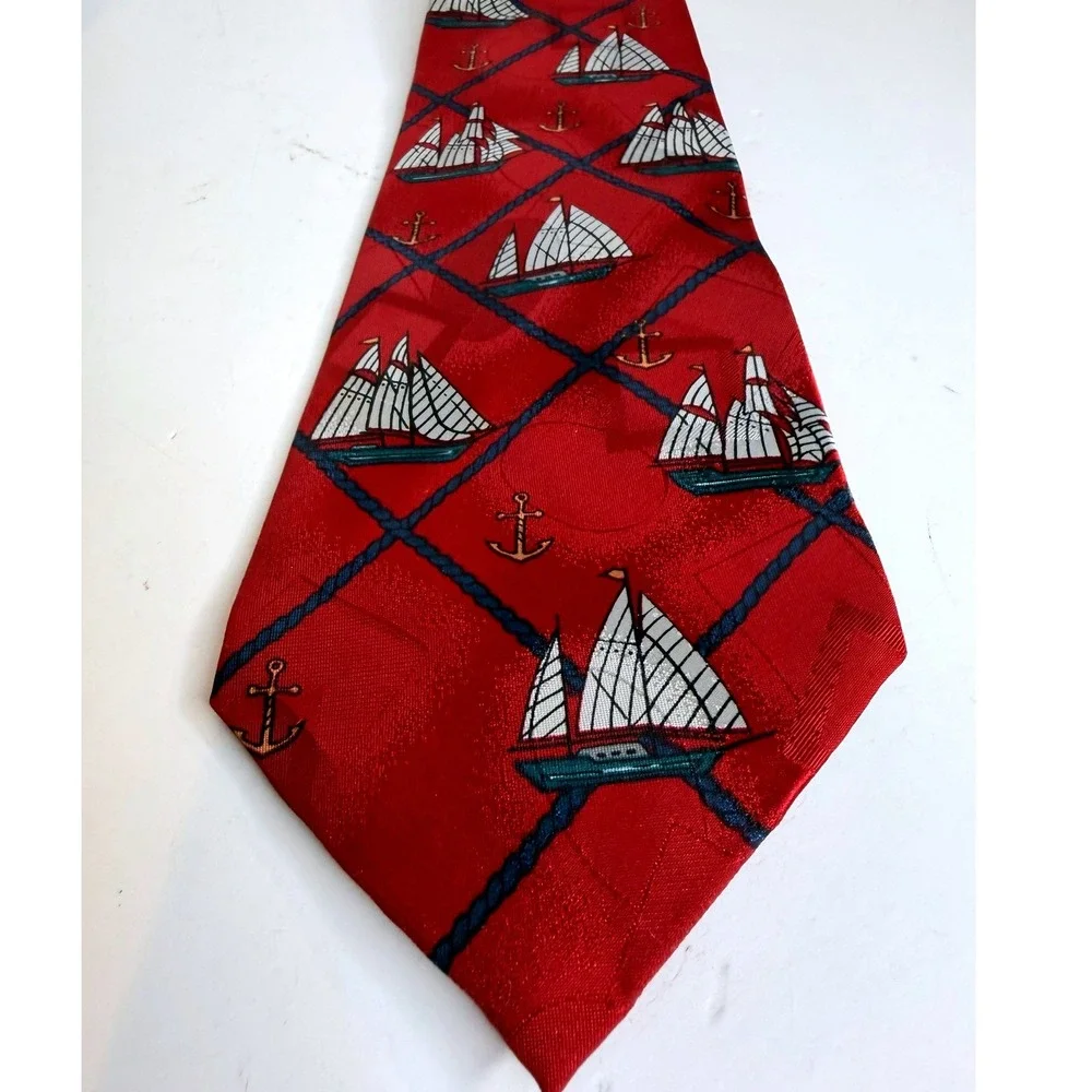 Captain‎ of My Heart Sailboat Anchor Necktie Red Nautical Tie Thinking of You